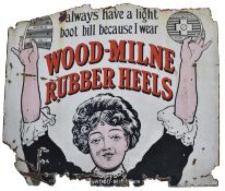 LARGE 20TH CENTURY WOOD-MILNE RUBBER HEELS ENAMEL SIGN