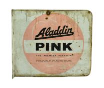 MID CENTURY ALADDIN PINK PARAFFIN DOUBLE SIDED ENAMEL SIGN