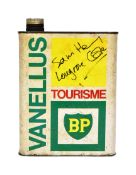 VINTAGE BP PETROL CAN - SIGNED SAM LOVEJOY & HENRY COLE