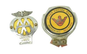 VINTAGE AA MOTORCYCLE BADGE AND ONE PYREX CLUB BADGE