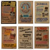 SIX VINTAGE 20TH CENTURY 1970S CARDED ADVERTISING SIGNS