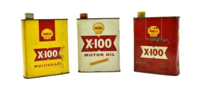 AUTOMOBILIA - THREE MID CENTURY SHELL X-100 OIL CANS
