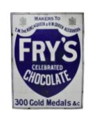 EARLY 20TH CENTURY 1910 FRY'S CHOCOLATE ENAMEL SIGN