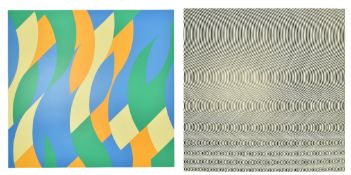 AFTER BRIDGET RILEY - ' REVE ' & ' FALL ' - TWO EXHIBITION POSTERS