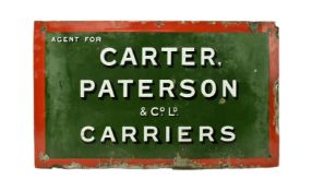 CARTER PATERSON & CO. LD CARRIERS POINT OF SALE ENAMEL SIGN