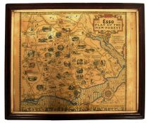 1930S FRAMED AND GLAZED ESSO MAP PLAN OF THE NEW FOREST