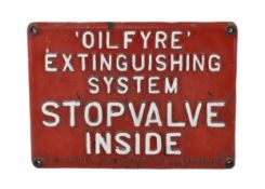 MID CENTURY CAST IRON STOP VALVE SIGN
