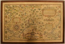 1930S FRAMED AND GLAZED ESSO MAP PLAN OF WATLING STREET