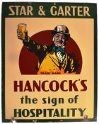 LARGE MID CENTURY STAR & GARTER PORCELAIN ENAMEL SIGN