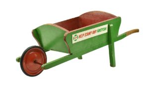 CASTROL - VINTAGE ADVERTISING GREEN WOODEN WHEELBARROW