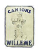 20TH CENTURY CAMIONS WILLEME PICTORIAL ENAMEL SIGN