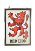 DAVID FISHER - 1970S HAND PAINTED RED LION PUB SIGN