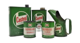 SELECTION OF MID CENTURY CASTROL TINS / MEASURES