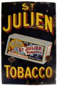 EARLY 20TH CENTURY ST. JULIEN TOBACCO ENAMEL ADVERTISING SIGN