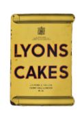 EARLY 20TH CENTURY DOUBLE SIDED LYONS CAKES ENAMEL SIGN