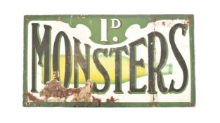 PENNY MONSTERS LEMONADE - EARLY 20TH CENTURY ENAMEL SIGN