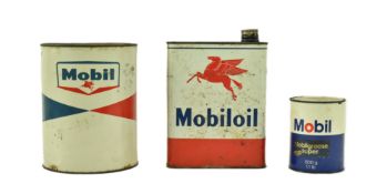 THREE 20TH CENTURY MOBIL OIL CANS