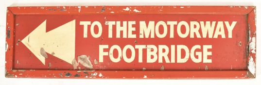 TO THE MOTORWAY - VINTAGE MID CENTURY WOODEN ROAD SIGN