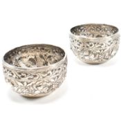 PAIR OF WHITE METAL INDIAN BOWLS