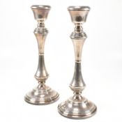 HALLMARKED SILVER LARGE PAIR OF TABLE CANDLESTICKS