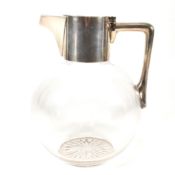 HALLMARKED SILVER & CUT GLASS SQUAT CLARET JUG
