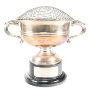 HALLMARKED SILVER LARGE TWIN HANDLED ROSE BOWL TROPHY