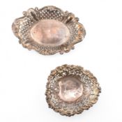 TWO VICTORIAN HALLMARKED SILVER BON BON DISHES
