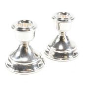 HALLMARKED SILVER PAIR OF STUB CANDLESTICKS