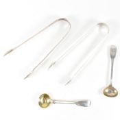 18TH CENTURY HALLMARKED SPOONS & TONGS