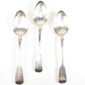 THREE VICTORIAN HALLMARKED SILVER SPOONS