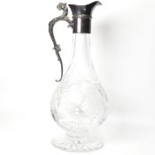 CLARET JUG HALLMARKED SILVER & CUT GLASS