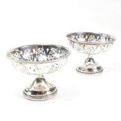 PAIR OF 1920S HALLMARKED SILVER TAZZAS SWEET MEAT DISHES