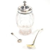 19TH CENTURY SIFTER SALT SPOON & CONSERVE POT