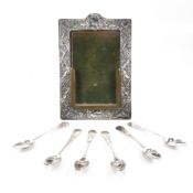 HALLMARKED SILVER CHESTER EASEL BACK PHOTO FRAME & SPOONS
