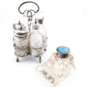 EARLY 20TH CENTURY GEORGE V CONDIMENT SET & INK WELL