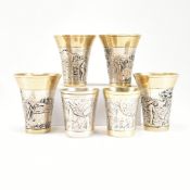 4 GERMAN 800 SILVER NERESHEIMER TOT CUPS & 2 OTHER SHOT CUPS