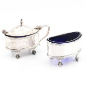 GEORGE V HALLMARKED SILVER PAIR OF TABLE CONDIMENTS - LONDON 1912
