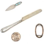 SILVER ARTS & CRAFTS STAND, BOOKMARK, KNIFE & CROWN
