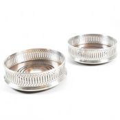 PAIR OF 20TH CENTURY HALLMARKED SILVER WINE COASTERS