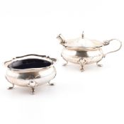 HALLMARKED SILVER PAIR OF TABLE CONDIMENTS - WALKER & HALL