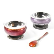 SCANDINAVIAN SILVER & ENAMEL GUILLOCHE MINIATURE TEA LIGHTS