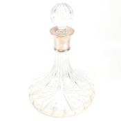 HALLMARKED SILVER MOUNTED COLLAR DECANTER