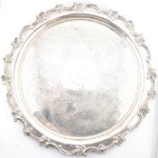 EDWARDIAN HALLMARKED SILVER SALVER TRAY - SHEFFIELD 1907