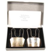 PAIR OF HALLMARKED SILVER CONCORDE DECANTER LABLES CASED