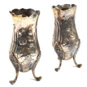 PAIR OF VICTORIAN HALLMARKED SILVER VASES