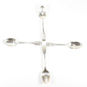 FOUR HALLMARKED 18TH CENTURY SILVER SPOONS