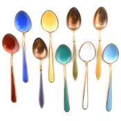 COLLECTION OF NORWEGIAN SILVER & ENAMEL SPOONS
