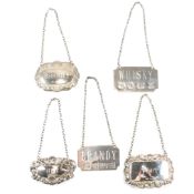 COLLECTION OF HALLMARKED SILVER DECANTER LABELS