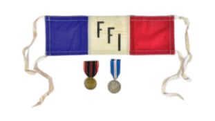 WWII SECOND WORLD WAR FRENCH ARMBANDS & MEDALS