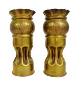 PAIR OF WWI FIRST WORLD WAR 18 POUNDER TRENCH ART VASES